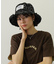 FLORAL PATTERN DENIM FRINGE BUCKET HAT