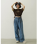 FLORAL PATTERN DENIM FRINGE BUCKET HAT