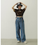 FLORAL PATTERN DENIM FRINGE BUCKET HAT