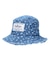 FLORAL PATTERN DENIM FRINGE BUCKET HAT