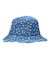 FLORAL PATTERN DENIM FRINGE BUCKET HAT