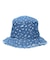 FLORAL PATTERN DENIM FRINGE BUCKET HAT