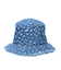 FLORAL PATTERN DENIM FRINGE BUCKET HAT