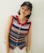 TWO-TYPE STRIPED KNIT VEST