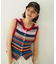 TWO-TYPE STRIPED KNIT VEST