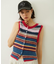 TWO-TYPE STRIPED KNIT VEST