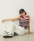 TWO-TYPE STRIPED KNIT VEST