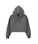 HEART MOTIF FADED CROPPED ZIP UP HOODIE