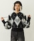 HEART ARGYLE KNIT TOP