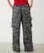 FLORAL PATTERN SATIN CARGO PANTS