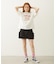 PANELED POCKET DENIM MINI SKIRT