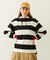 CONTRAST RIB STRIPED HOODED TOP