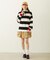 CONTRAST RIB STRIPED HOODED TOP