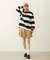 CONTRAST RIB STRIPED HOODED TOP