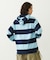 CONTRAST RIB STRIPED HOODED TOP