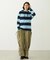 CONTRAST RIB STRIPED HOODED TOP