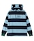 CONTRAST RIB STRIPED HOODED TOP