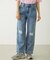 DOUBLE KNEE DISTRESSED DENIM PANTS