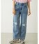 DOUBLE KNEE DISTRESSED DENIM PANTS