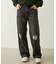 DOUBLE KNEE DISTRESSED DENIM PANTS
