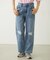 DOUBLE KNEE DISTRESSED DENIM PANTS