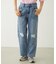 DOUBLE KNEE DISTRESSED DENIM PANTS