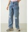 DOUBLE KNEE DISTRESSED DENIM PANTS