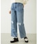 DOUBLE KNEE DISTRESSED DENIM PANTS