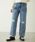 DOUBLE KNEE DISTRESSED DENIM PANTS