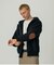 ELBOW PATCH ZIP OPEN SWEATSHIRT