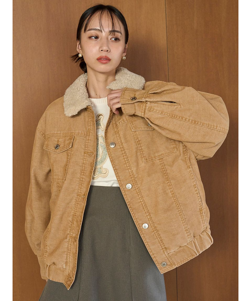 SNIDEL 衿ボアコーデュロイブルゾン キャメル 衿ボアコーデュロイブルゾン｜スナイデルの通販｜&mall（アンド