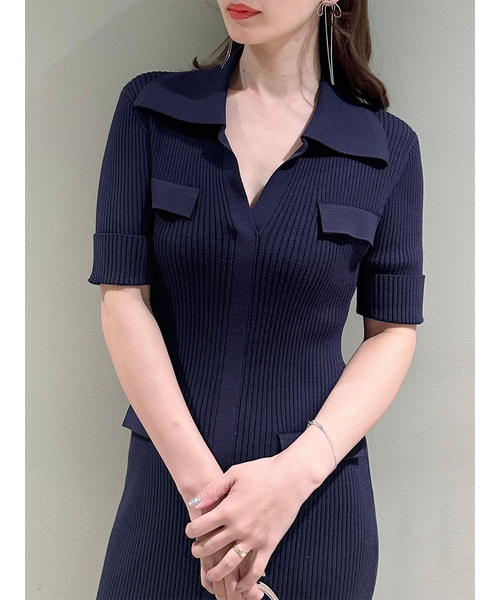 【セール】スキッパーニットドレス SNIDEL｜スキッパーニットワンピース | Rakuten Fashion(楽天