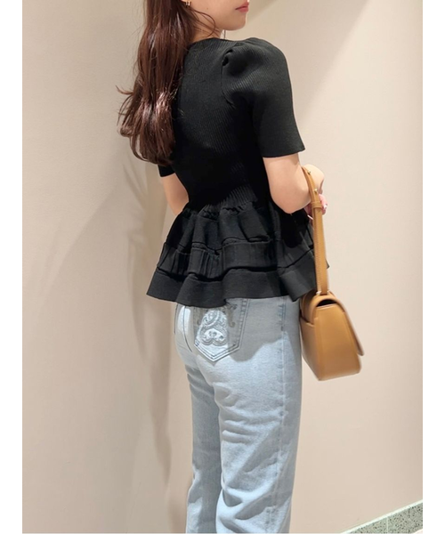 SNIDEL ペプラムカーディガン　ブラック スナイデル SNIDEL ペプラムカーディガン （BLK） -ファッション