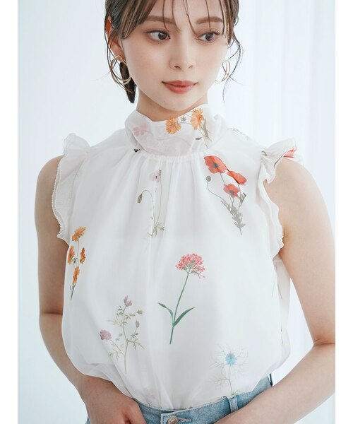 ノースリバックリボンプリントブラウス｜スナイデルの通販｜&mall  