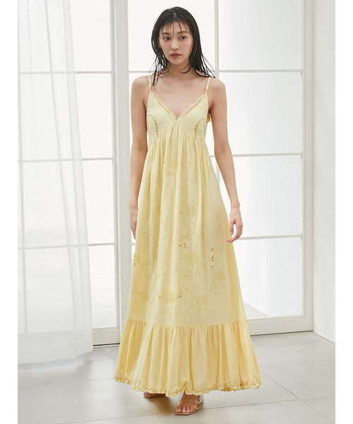 フラワーエンブロイダリーマキシワンピース｜スナイデルの通販｜&mall