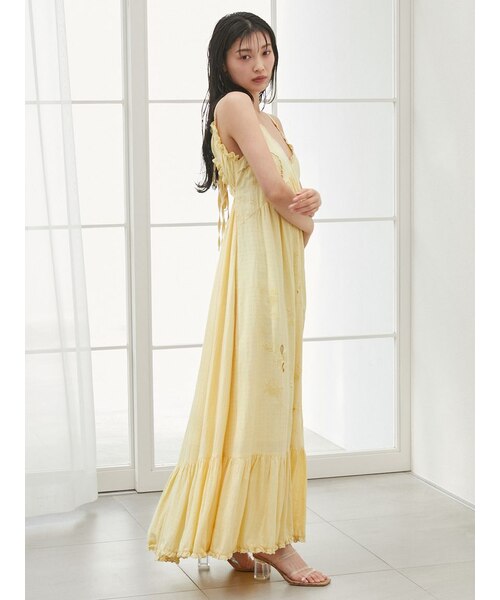 フラワーエンブロイダリーマキシワンピース｜スナイデルの通販｜&mall