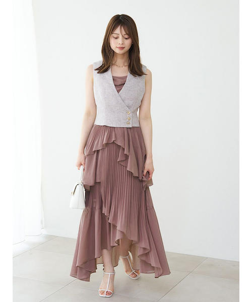 snidel アシメントリーティアードキャミワンピース アシメントリーティアードキャミワンピース｜スナイデルの通販