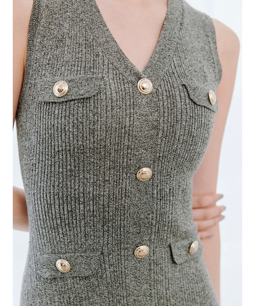 ノースリーブフロントボタンニットワンピース｜スナイデルの通販