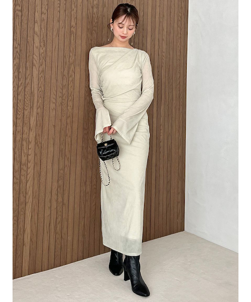 完売 SNIDEL 新品タグ付 Sサイズ フロッキーベロアドレープドレス フロッキーベロアドレープドレス｜スナイデルの通販｜&mall（アンド