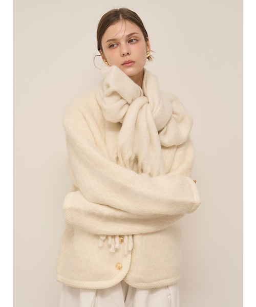 新品未使用　スナイデル　ファーライクミドルニットジャケット　アイボリー ファーライクミドルニットジャケット｜スナイデルの通販｜&mall