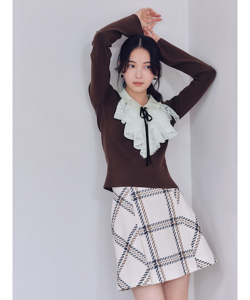 Sustainableレイヤードラッフルニットプルオーバー｜スナイデルの通販