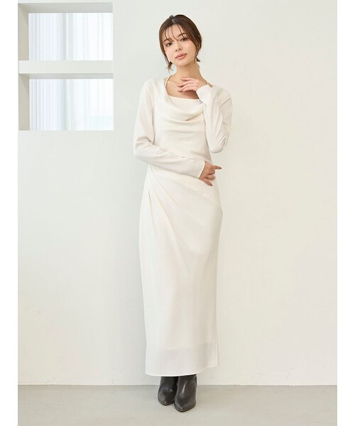 ドレープバックサテンロングワンピース｜スナイデルの通販｜&mall