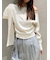 リボンショルダーニットトップス