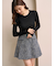 サイドプリーツツイードミニスカート