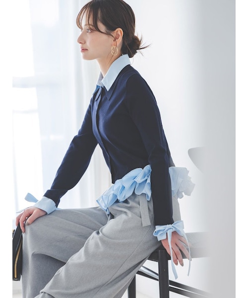 シャツドッキングヘムボリュームニットプルオーバー｜スナイデルの通販