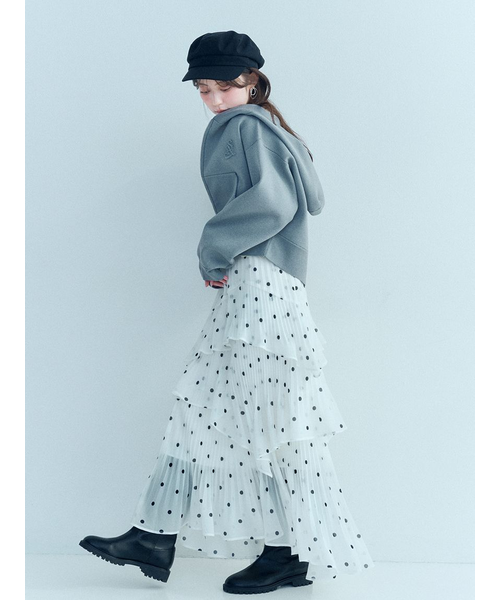 新品タグ付　Sustainableプリーツティアードロングスカート　白　S 新品タグ付スレートプリーツティアードスカート白SNIDEL