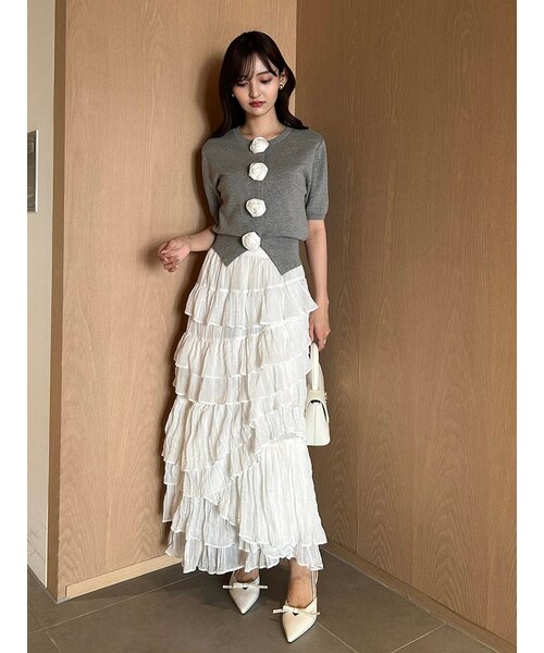 WEB限定/ROSE Collection】モチーフボタンニットカーディガン