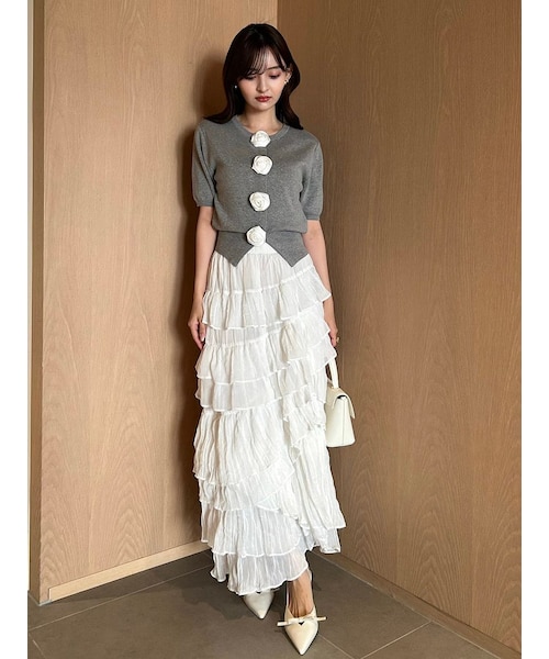 WEB限定/ROSE Collection】モチーフボタンニットカーディガン