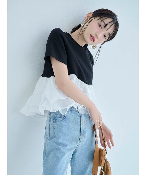 WEB限定カラーあり】ボリュームペプラムドッキングカットプルオーバー