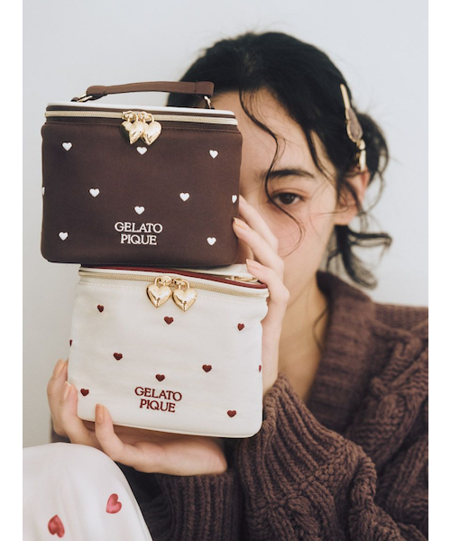 pium♥ハートドットチュールバニティ ピンク ハンドバッグ – pium